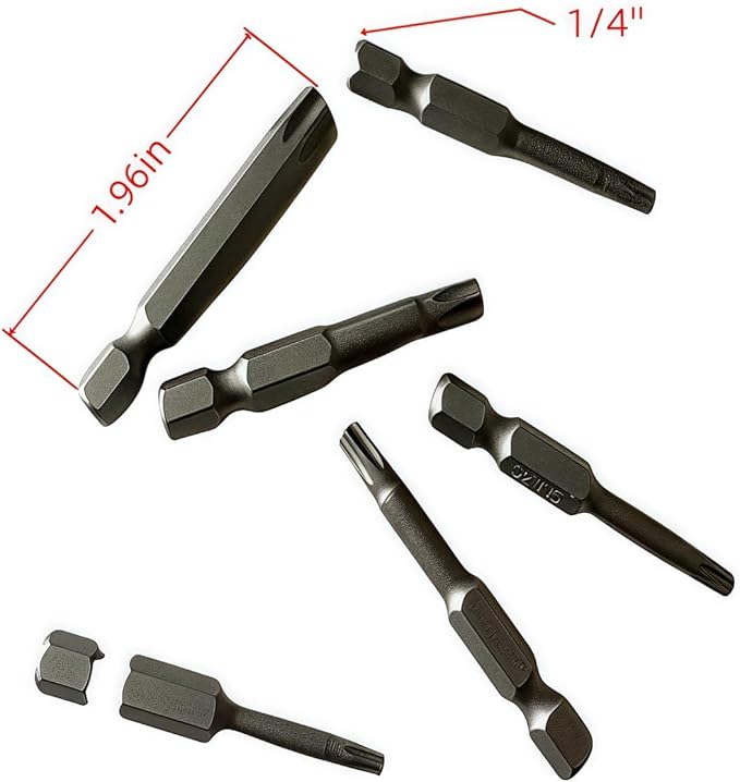 6-pack,torx screwdriver set,tamper proof torx bit set,security 1.96 inches long,S2 alloy steelmaterial, para,star bits (T10/T15/T20/T25/T30/T40)