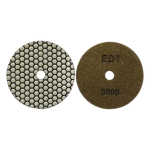 4" High Performance Dry Stone/Concrete Polishing Pads, 1.5mm Segment Height, Honeycomb Style, 3000 Grit