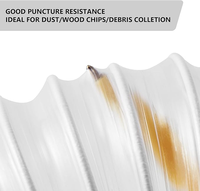 4" x 10' Clear PVC Dust Collection Hose, Puncture Resistant Fume Collection Hose with 4 Pieces Stainless Steel Clamps for Dust Woods Debris