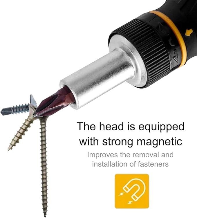 9 in 1 Stubby Ratcheting Screwdriver, Bestgle Mini Multi-Bit Magnetic Screwdriver Tool with Torx Security, Flat Head, Phillips and 1/4 Nut Driver