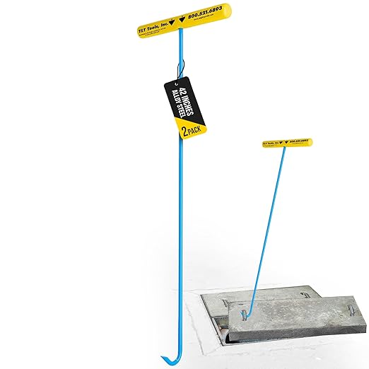 T&T Tools Heavy Duty Handy Hook ??Portable 42 Inch with 3/8" Round Pump Hook End ?밠ultipurpose Lifting and Pulling Tool for Manhole Covers, Septic Tanks, Storm Drains, Sewer Lids & More ?? Pack