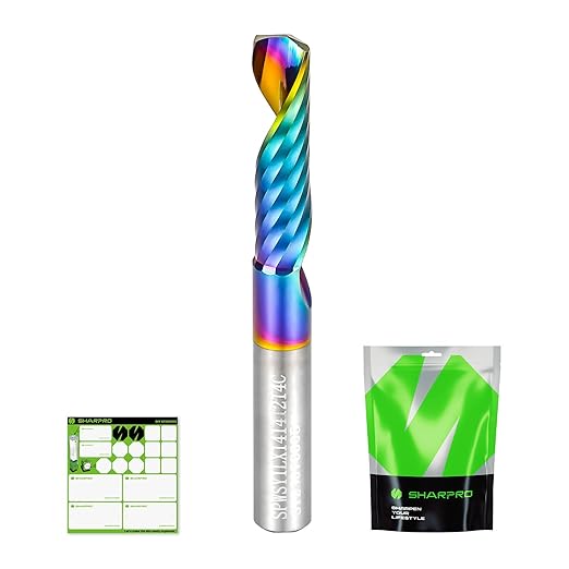 O Flute Upcut Spiral Router Bit 1/4 Inch Shank 1/4" Cutting Dia. 1" CL. 2-1/4"OVL. Carbide Single Flute CNC Router Bit, Ideal for Aluminum, Plastic, Acrylic, Wood, MDF and PVC