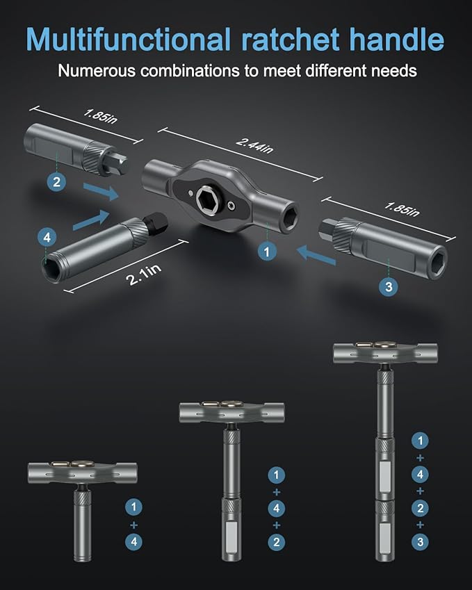 Magnetic Screwdriver Set 34 in 1, New DIY Ratchet Screwdriver Set with 32 PCS Bits, T Handle, Storage Case, Portable Repair Tool Kit for Men Furniture, Electronics, Computer, Bicycle