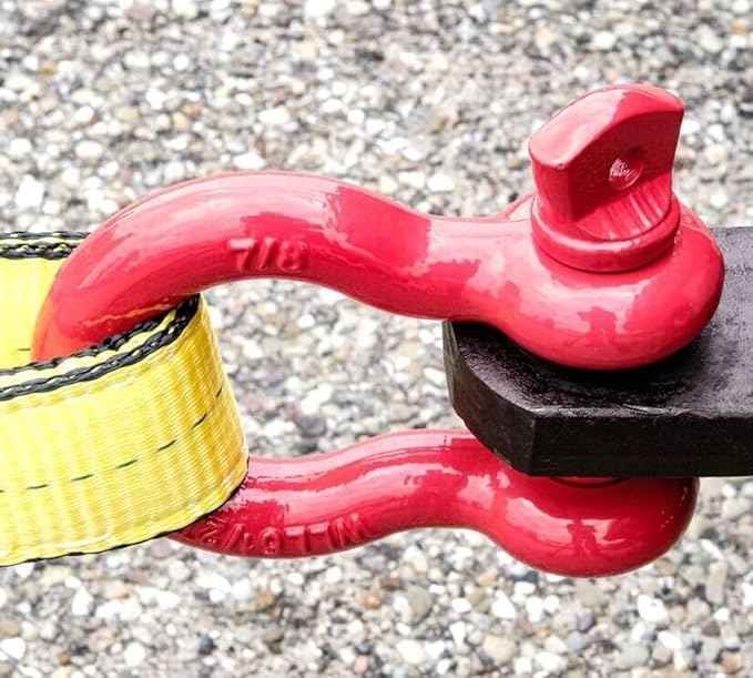 Mytee Products 1-1/8" Anchor Shackle Forged Carbon Steel w/Alloy Screw Pin Load Limit # 9.50 Tons (19,000 lbs)| Double Rust Protection Heavy Duty D Ring Shackle for Towing, Rigging & Vehicle Recovery