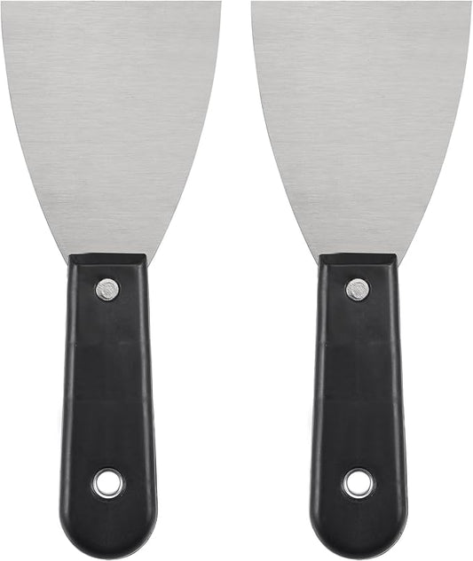 uxcell Putty Scraper 3" Spatula Drywall Repair Spreader Stainless Steel Blade Black Handle 2Pcs
