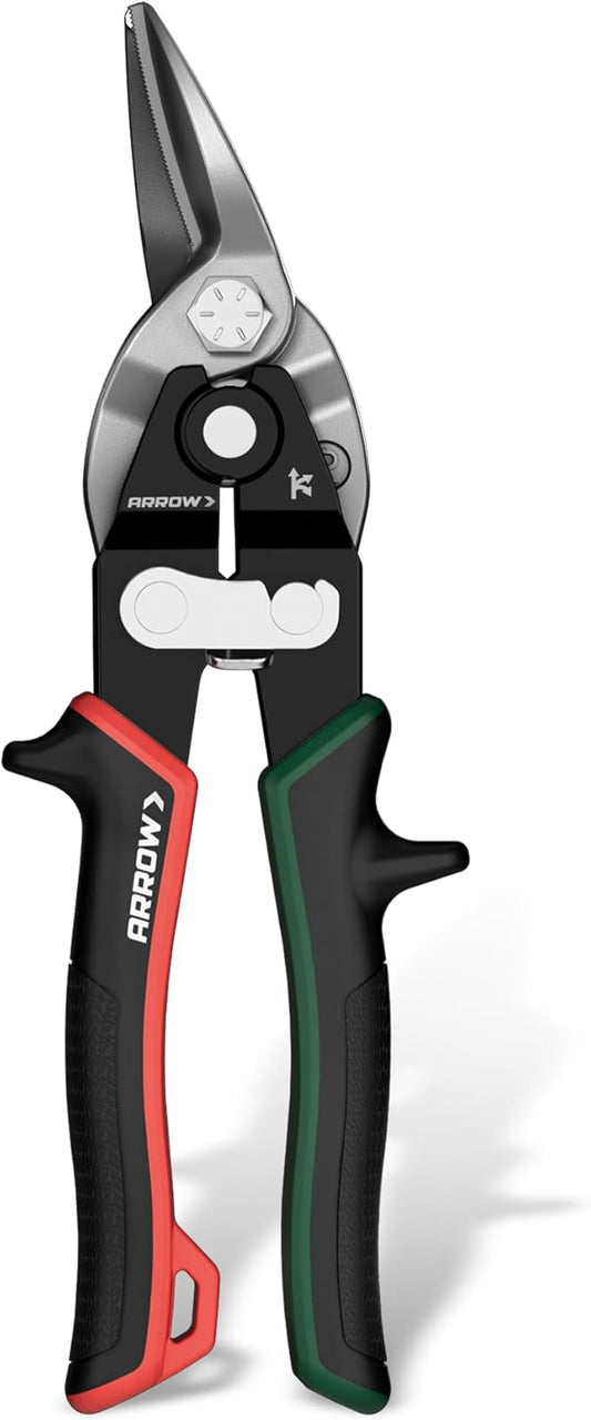 ARROW 8-inch Tin Snips for Cutting Metal Sheet, CR-V Steel Aviation Snips, High Leverage Labor-saving Metal Cutter, Right Cut