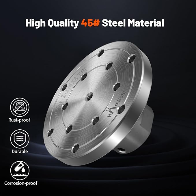 Wood Lathe Steel Faceplate 4",Faceplate for Wood Lathe,Lathe Face Plate Fit for 1-1/4" x 8TPI Spindle with Screwchuck