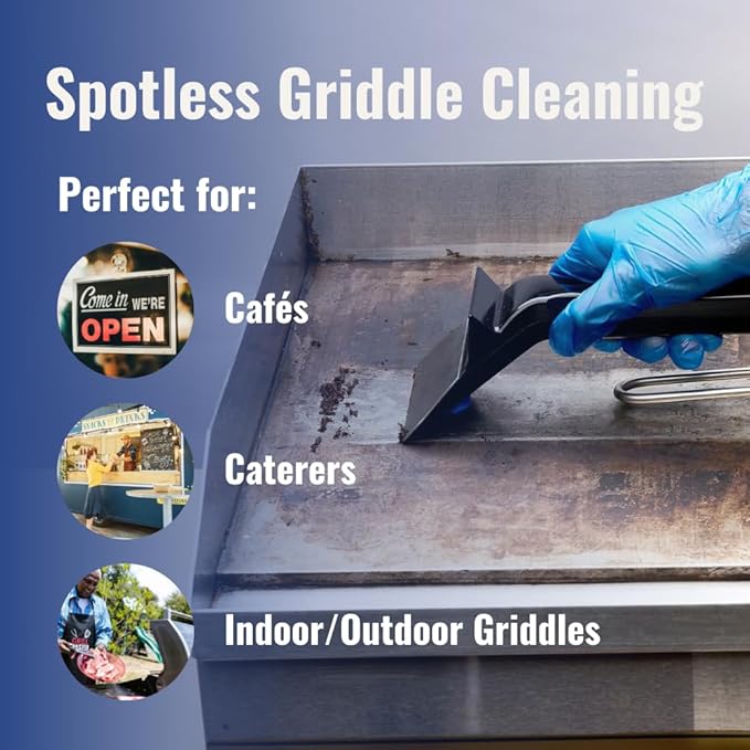 Heavy Duty Griddle Scraper Stainless Replacement Blade, Flat Top Scraper, Commercial & Domestic Quality for Restaurants, Hotels, Cafes & Mobile Catering