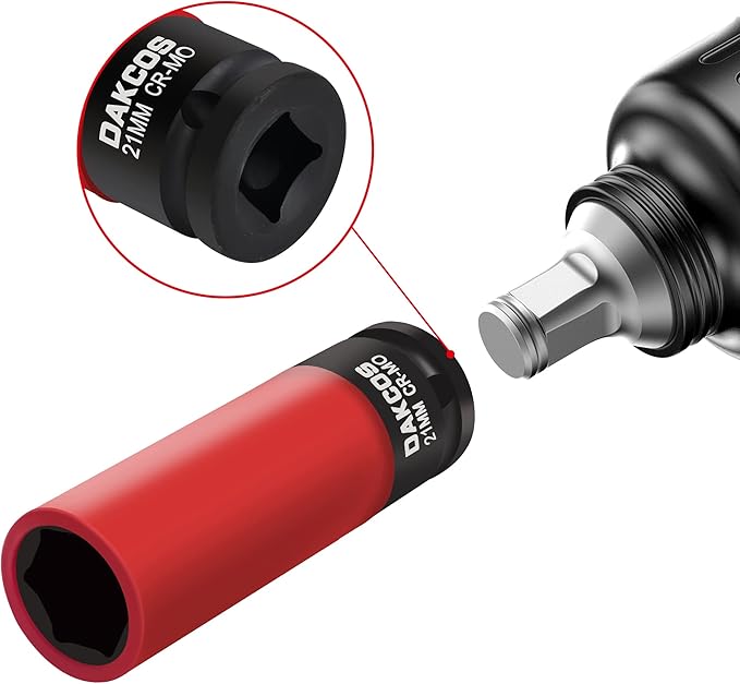 21mm Impact Lug Nut Socket, 1/2 inch Drive, With Protective Sleeves,CR-MO