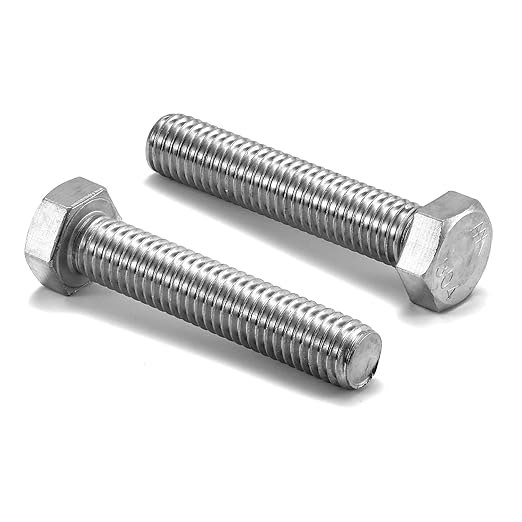 1/2-13 x 2-1/2" Hex Head Screw Bolt, 10Pcs 18-8 (304) Stainless Steel, Fully Threaded, Plain Finish, by SG TZH