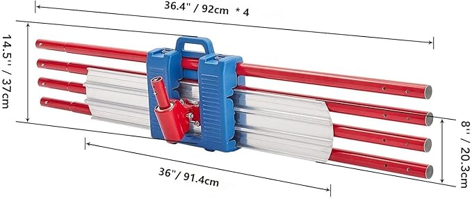 36"x8" Bull Float Kit, Aluminum Magnesium Alloy Concrete Float with Adjustable Bracket, 4 Handles & Carrying Case, Round End Finishing Tool Cement Tool