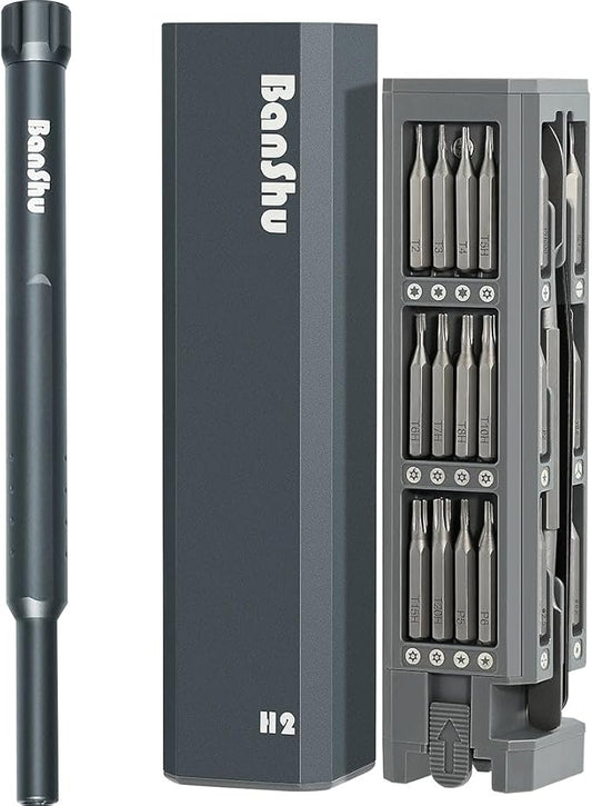 Banshu Mini Screwdriver Set, 46 in 1 Small Screwdriver Set with Case, Magnetic Precision Screwdriver with Torx Star Flathead Phillips for Glasses, Watch, Phone, Laptop, Macbook, PC, Camera, PS5, Toys