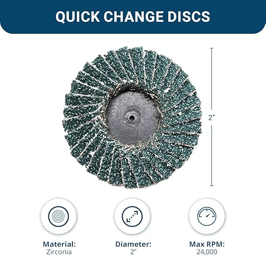 Benchmark Abrasives 2" Quick Change Zirconia Flap Disc Grinding Wheel with Male R-Type Back Design - Cleaning Finishing Deburring of Irregular Surfaces - for Die Grinder & More (10 Pack), 40 Grit