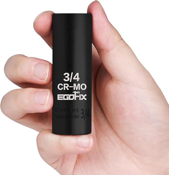 3/8" Drive Deep Impact Socket, 3/4 Inch SAE Socket, CR-MO 6 Point for Easy Removal of Axle Nut
