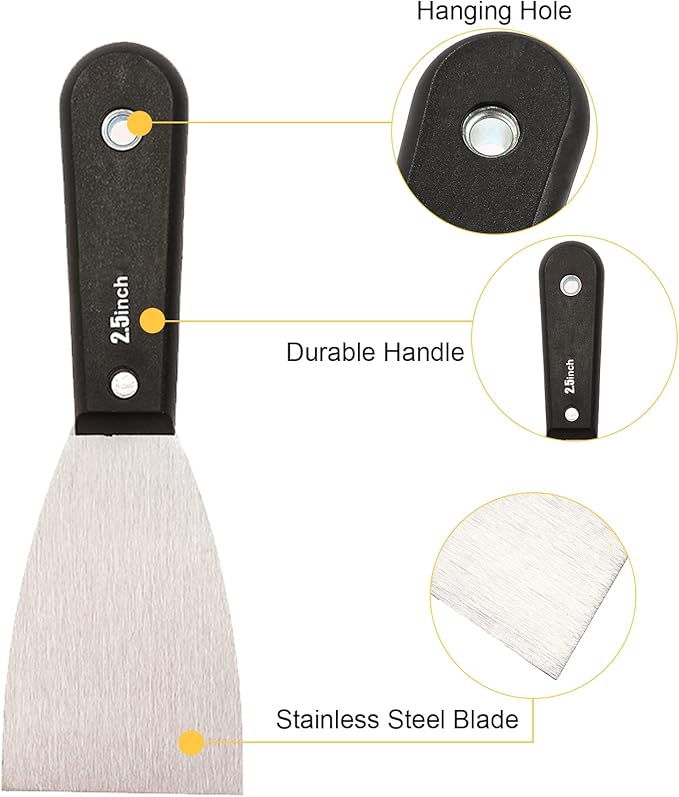7 PCS Drywall Tools,Putty Knife Scraper Tool,Stainless Steel Paint Scraper Spackle Knife,Drywall Scraper Spackle Taping Knife for Spreading Mud, Taping,Repairing Wall.