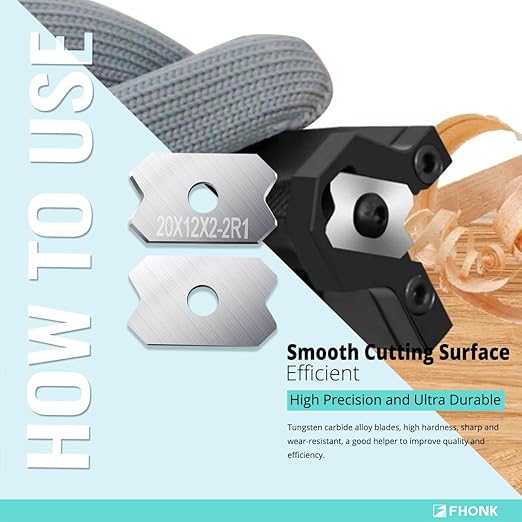 Woodworking Veneer Edge Trimmer Blades 20x12x2.0mm-2R1 2-Pcs, Chamfer Plane, Edge Banding Cutter, Manual Planer Blade, Burr Scraper for Board & Wood Surfaces (20x12x2-2R1, 2-PCS)