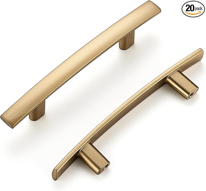 Ravinte 20 Pack | 5-3/16'' Curved Cabinet Pulls Champagne Bronze Kitchen Drawer Pulls Arch Cabinet Handles 5-3/16?쒵ength, 3??Hole Center