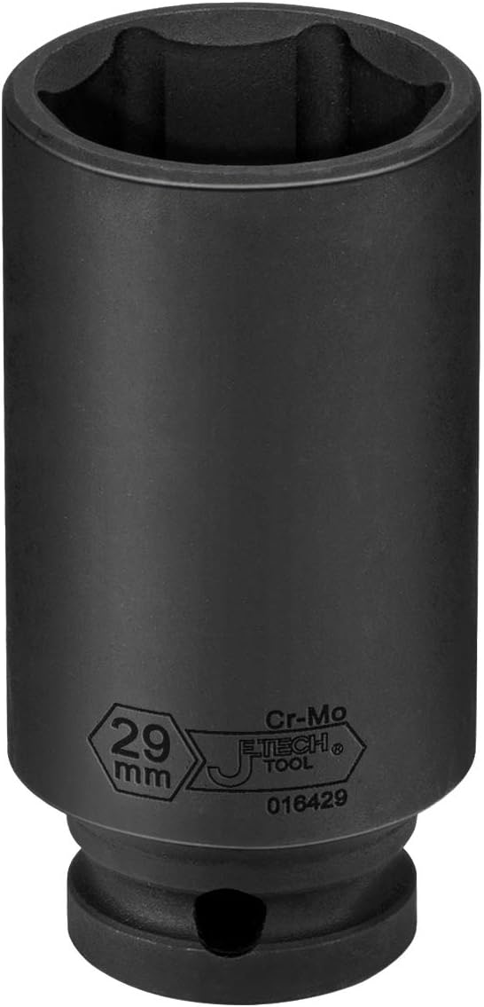 Jetech 1/2-Inch Drive 29mm Deep Impact Socket with 6-Point Design, Heat-Treated Chrome Molybdenum Alloy Steel, Metric