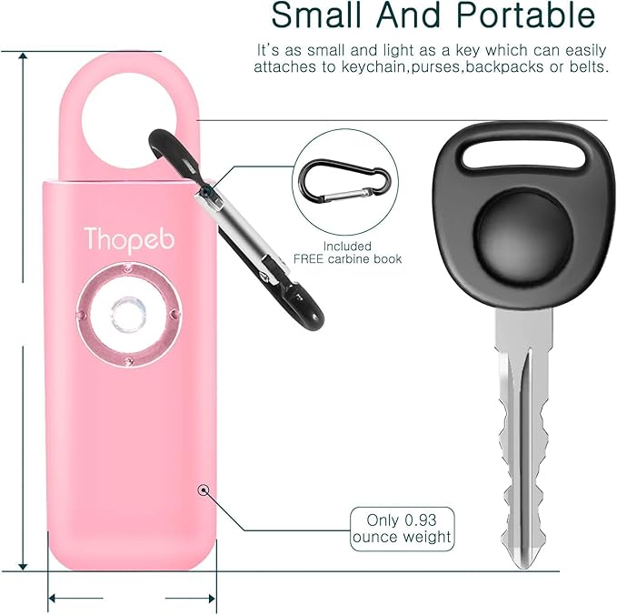 Thopeb?밫he Original Personal Safety Alarm for Women Self Defense ??Elders & Kids Self Defense Keychain Siren ??135dB Loud Siren Bird Sound ??Cute Key Chains Protection (Pink)