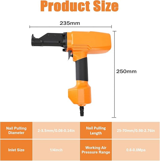 Pneumatic Nail Puller, Professional Nail Remover, 0.6-0.8Mpa Ergonomic Multifunction Pneumatic Denailer Tool for Recycled Wood Fence Pallet