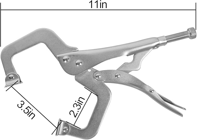 KEILEOHO 7 PCS 11 Inch Locking C Clamp, Metal C Clamps, Heavy-Duty Vise Grip Clamps, Locking Pliers Adjustable Welding Clamp for Cabinetry, Welding, Carpentry, Woodworking