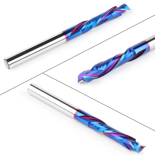 Compression Spiral Router Bits 1/4" Shank,1-1/4" Cutting Length, Extra Long 3 Inch, Carbide UP Down Cut CNC Router Bits End Mill for Wood Mortises Carving Engraving