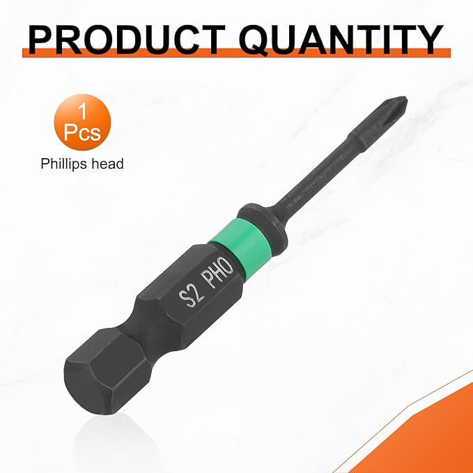 HARFINGTON #0 Impact Phillips Screwdriver Bit PH0 1/4" Hex Shank 2" (50mm) Length 0.08" Rod Magnetic Cross Head Drill Bits S2 Steel Industrial Screw Drivers for Impact Power Tools