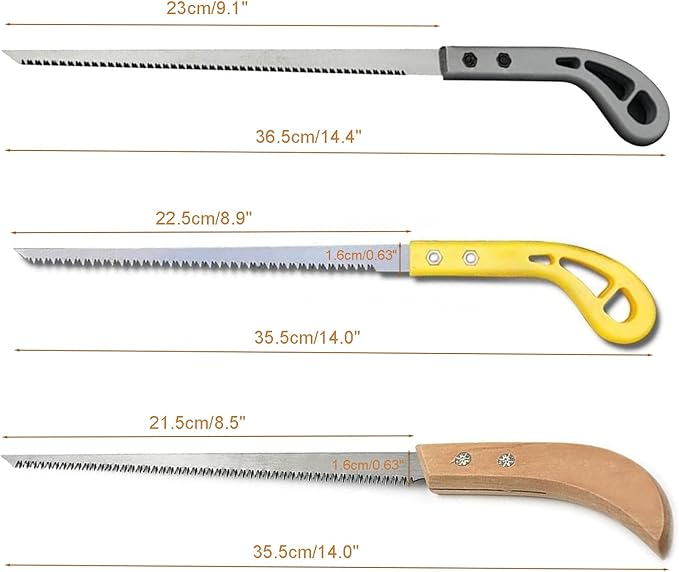 3Pcs Outdoor Portable Hand Saw, Camping Handsaw Household Garden Small Hand Saw, 9 Inch Rugged Three Blade Toothed Steel Mini Hand Saw for Gardening, Pruning, Backpacking, Survival