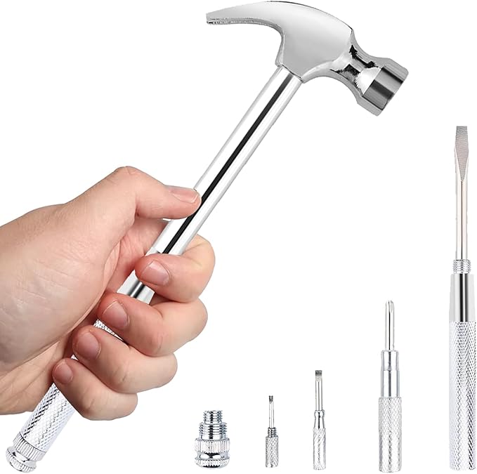 Claw Hammers GooMood 6 in 1 Metal Hammer 【a reliable set of tools for basic home maintenance】Multifunctional Camping Hammer Set Screwdriver with Screwdriver Hammers Multitool Hand Tools