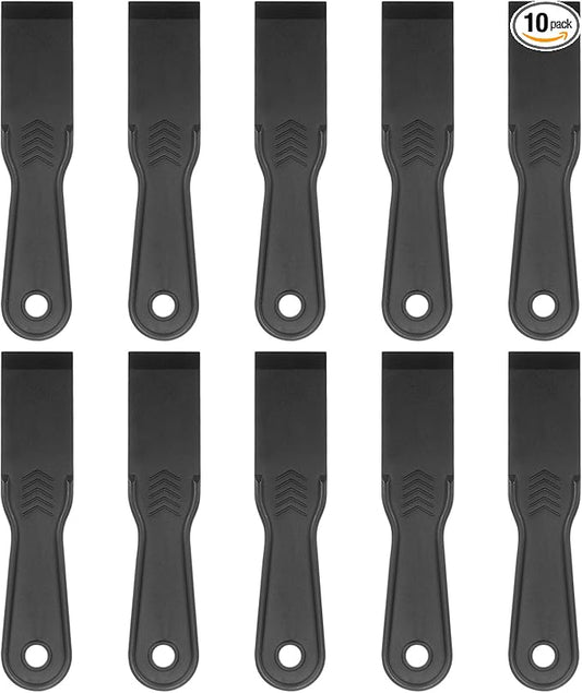 HARFINGTON 10pcs Putty Scraper 1.5" Width 6mm Thin Flexible Plastic Putty Knives for Taping Drywall Spreading Painting Wall Scratching