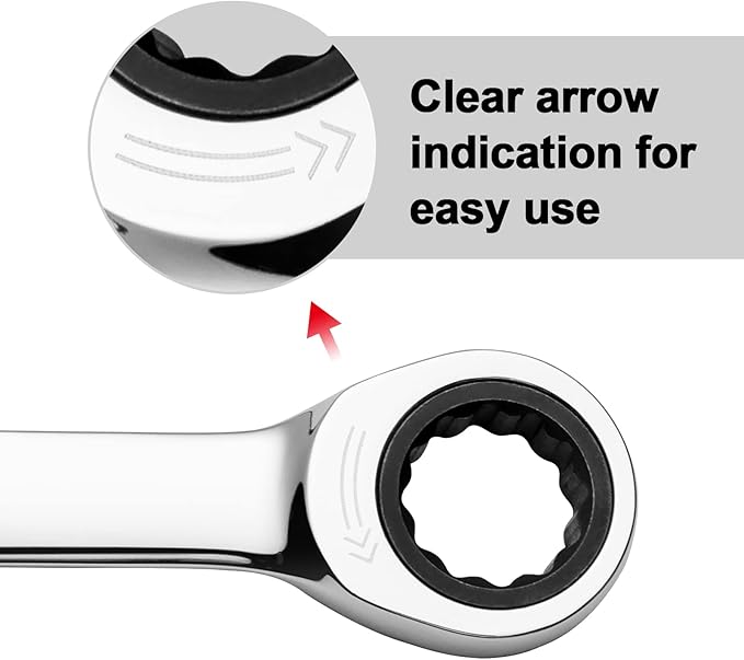 Jetech 11mm Ratcheting Combination Wrench, Industrial Grade Gear Spanner with 12-Point 72-Tooth Ratchet, Forged and Heat-Treated Cr-V Steel, Metric