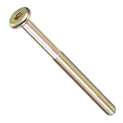 METALLIXITY Flat Head Hex Socket Cap Screws Bolts(M8-1.25x100) 5Pcs, Steel Hex Socket Furniture Bolts Screws - for Furniture Woodworking Project, Yellow