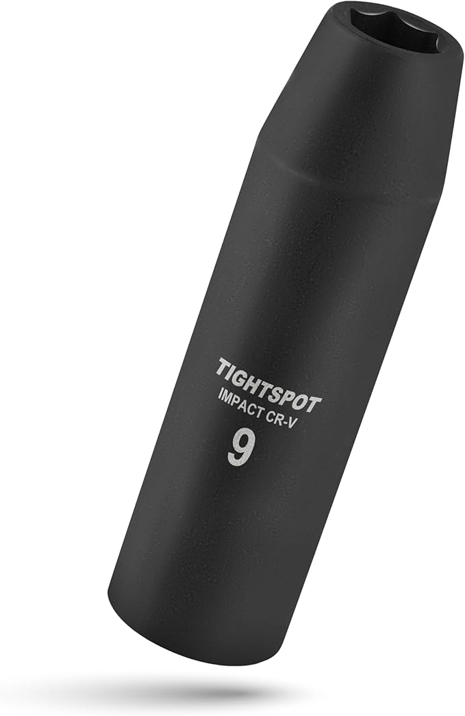 TIGHTSPOT 1/2 Inch Drive - 9 mm Deep Impact Socket with Anti-Rounding 6 Point Design, Heat-Treated CRV Steel, Metric