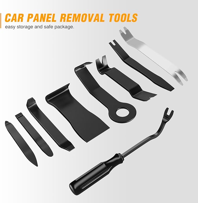 GOOACC 9PCS Auto Trim Removal Tool Kit No-Scratch Tool Kit for Car Audio Dash Window Molding Fastener Remover Tool Kit-Black