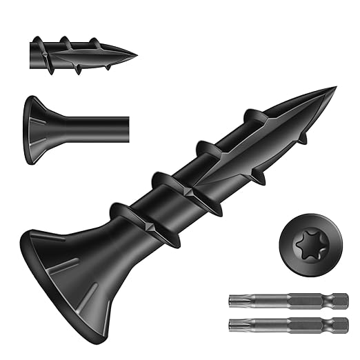 #8 x 3/4" Deck Screws (1659Pcs) 6lb. Carbon Steel, Black, Flat Head, Rust Resistant epoxy Coated, with T25 Star Bit