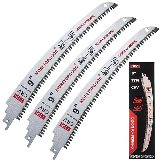 9” Arc Edge Reciprocating Saw Blade, 7TPI Japanese Teeth with Curved Edge Wood Pruning Saw Blades for Tree Trimming, Wood Cutting (3 Pack)