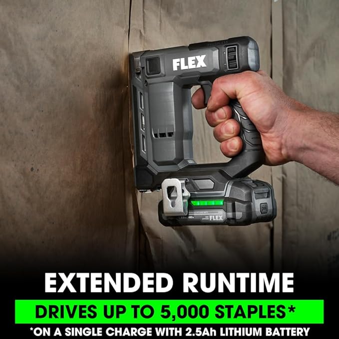 FLEX 24V Brushless Cordless 3/8-inch Crown Stapler Kit with 2.5Ah Lithium Battery and 160W Fast Charger - FX4521-1A