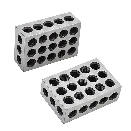 1 Pair of 1-2-3 Blocks Matched Pair with 23 Holes Precision Machinist Milling 0.0002 in Fit for Milling Machine Jig