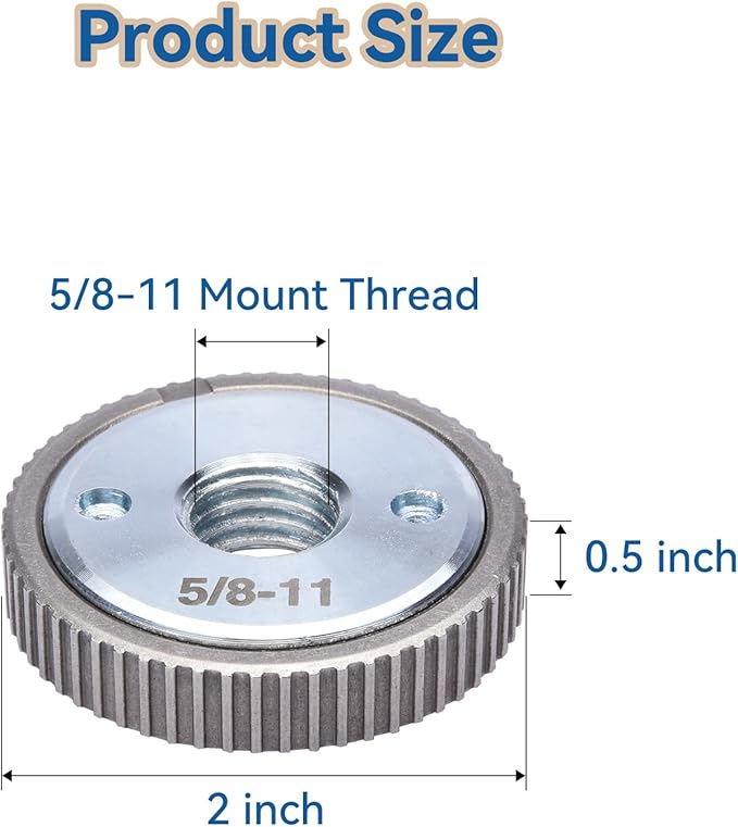 5/8"-11 Thread Angle Grinder Flange Nut, Tool Free Quick Release Lock Nut for for 4쩍" 5" 7" 9" Angle Grinder