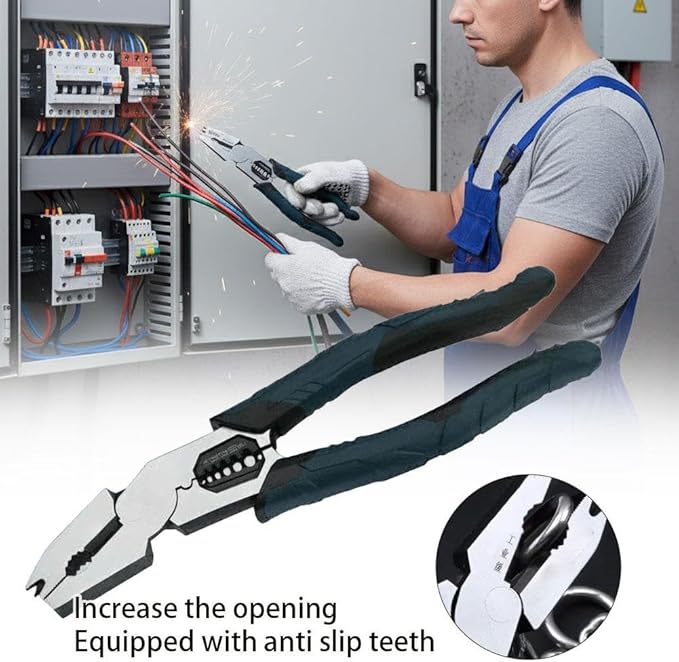Industrial-Grade Multi-Function Cutting Pliers, 9-in-1 Multi-Functional Pliers Nail Puller/Wire Cutter/Stripper/Crimper?봀ompound Action Leverage Design,Professional Cutting Tool for Home Repair