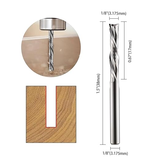 Hozly Downcut Bit 1/8" Shank Down Cut Spiral CNC Router Bits End Mill Tungsten Carbide Milling Cutter Set 2 Pack