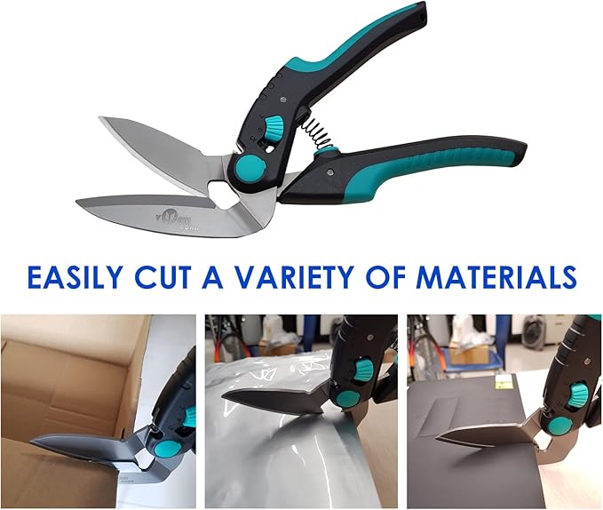 10 inch Heavy Duty Scissors, Multipurpose, Stainless Steel, Serrated Blade, Industrial Shears for Carpet, Cardboard and Recycle, Soft Grip, Easy Cutting Thick Paper, Leather, Sewing Fabric