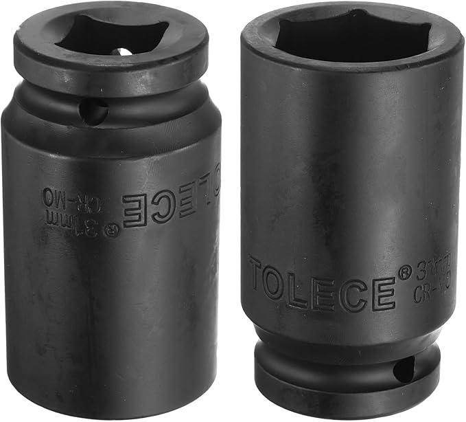 uxcell 3/4-Inch Drive 31mm 6-Point Deep Impact Socket, CR-MO Steel 78mm Length, Metric Sizes