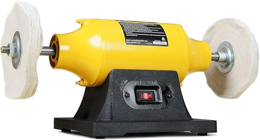 4.0A Bench Buffer Polisher, 6 Inch Jewelry Buffer Polishing Machine, 3450 RPM Bench Polisher with Hard & Flannelette Buffing Wheels for Metal, Jade, Jewelry, Knife, Wood