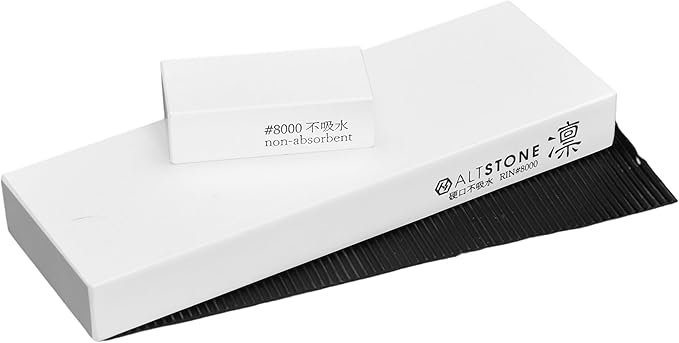 RIN [High-density. Tightly compacted.] Splash & Go, Whetstone Sharpening stone grit w/Nagura, 7.1" x 2.4" x 0.8" (Ideal for home-use), Made in Japan (#8000)