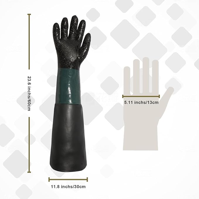 23.6" Blast Gloves for Abrasive Blasting Used on Sandblasting Sandblaster Sand Blast Cabinet