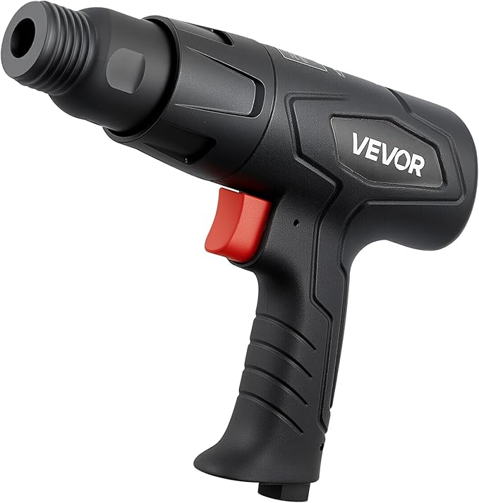 VEVOR Air Hammer, 2500-2700BPM Pneumatic Hammer with 2.76-inch Stroke & 4PCS 6.7" Long Barrel Chisels, Pistol-Grip Compact Air Chisel Pneumatic Shovel Tool for Cutting Scraping Demolishing