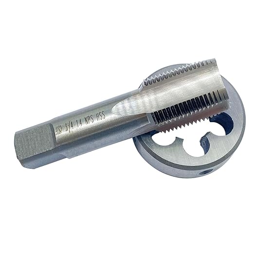 3/4"-14 NPS tap and die, 3/4"-14, 3/4"-18, HSS Tap And Die Set UNF Machine Thread Tap And UNF Round Thread Die Right Hand (3/4-14 NPS)