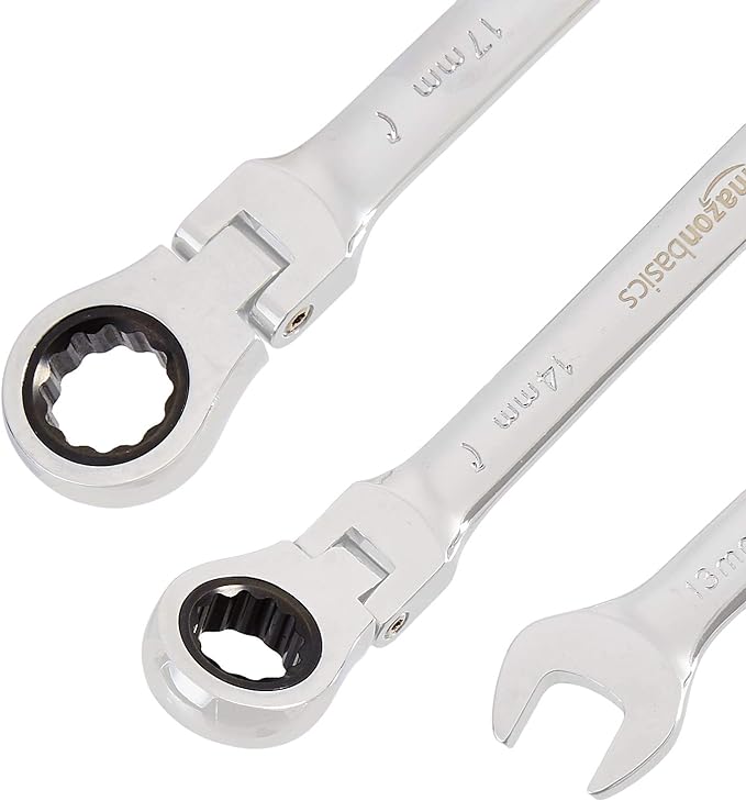 Amazon Basics Ratchet Wrenches Set, Flexible Metric Flex Head, 5-Piece