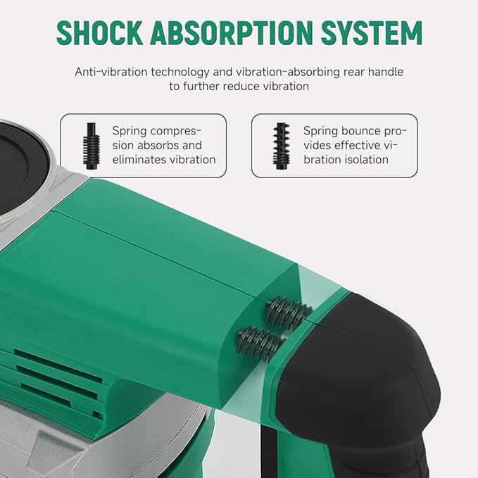 Hoteche Electric Demolition Jack Hammer 1500W Heavy-Duty SDS-MAX Concrete Breaker with Flat & Point Chisel